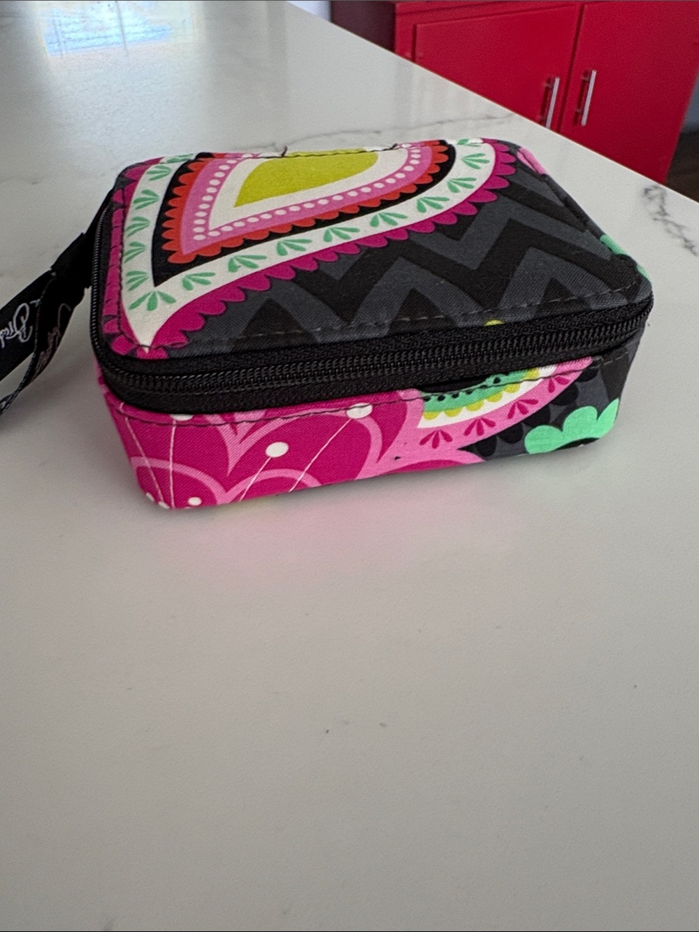 Vera Bradley Black Pink Multi Quilted Travel Pouch